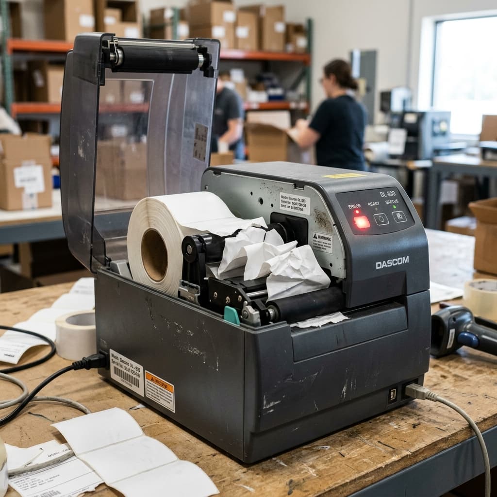 Dascom Thermal Printer Paper Feed Error (Red Light Blinking)
