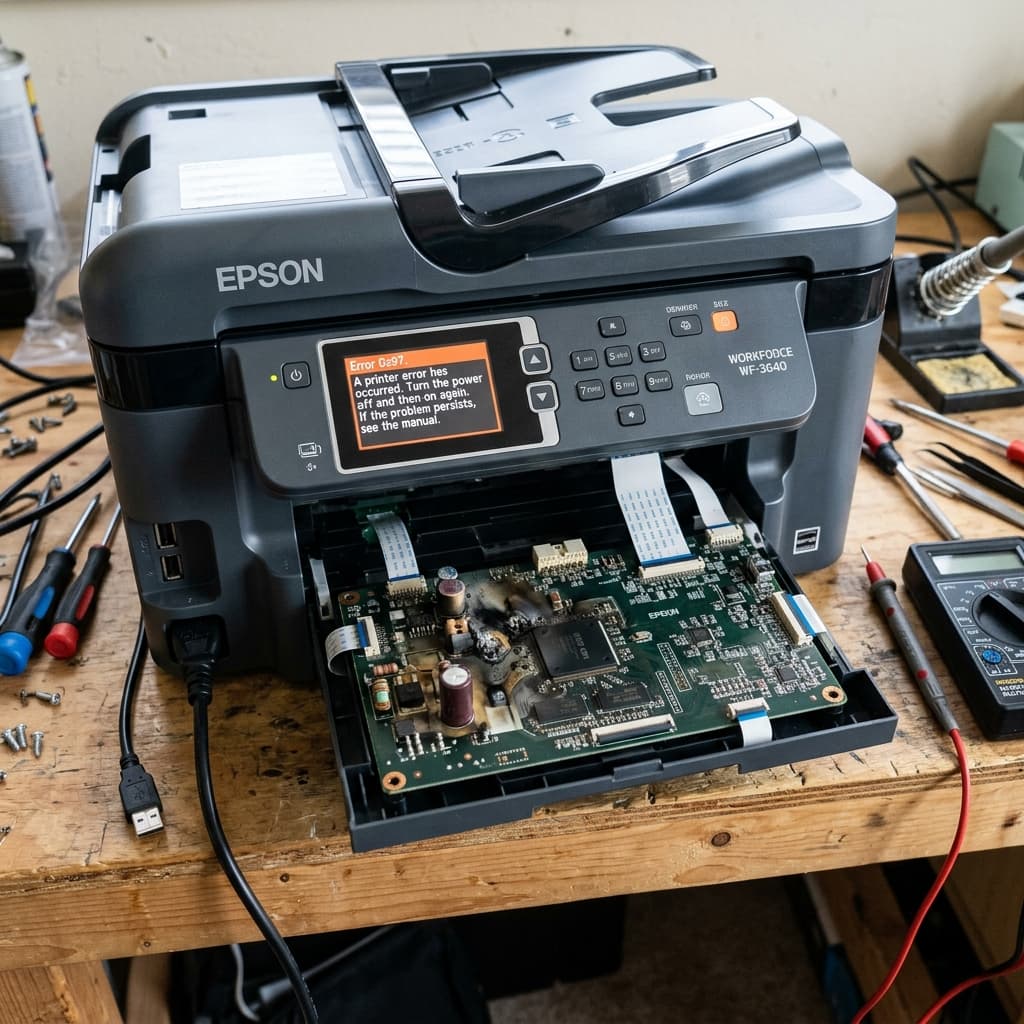 Epson Error Code 0x97: The Blown Mainboard & Printhead Short Guide