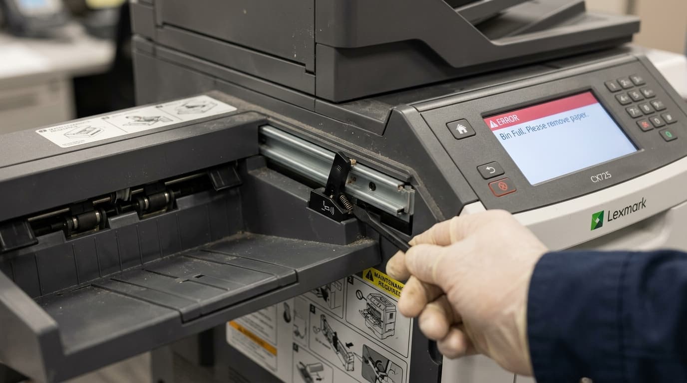 Fix Lexmark 'Standard Bin Full' False Error & Exit Flag Stuck