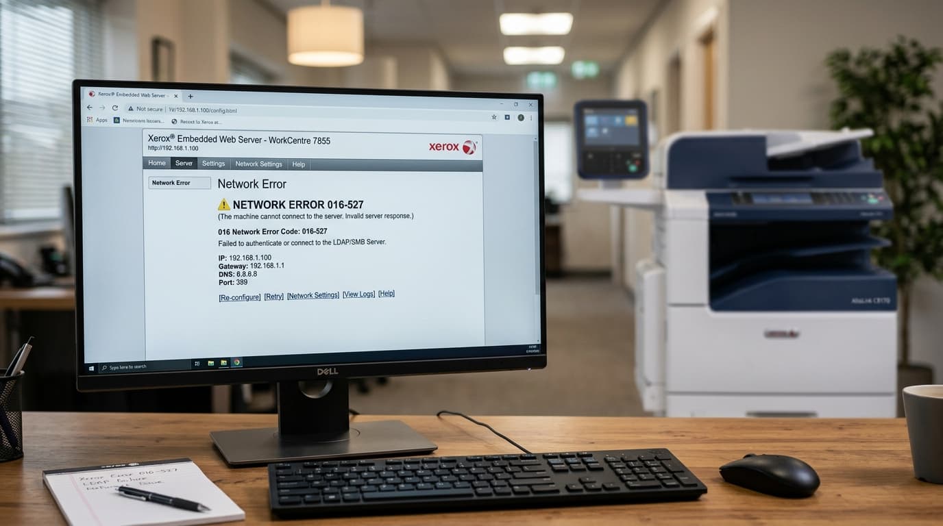 Fix Xerox Network 016 Error, Web Server & Cloud Connections
