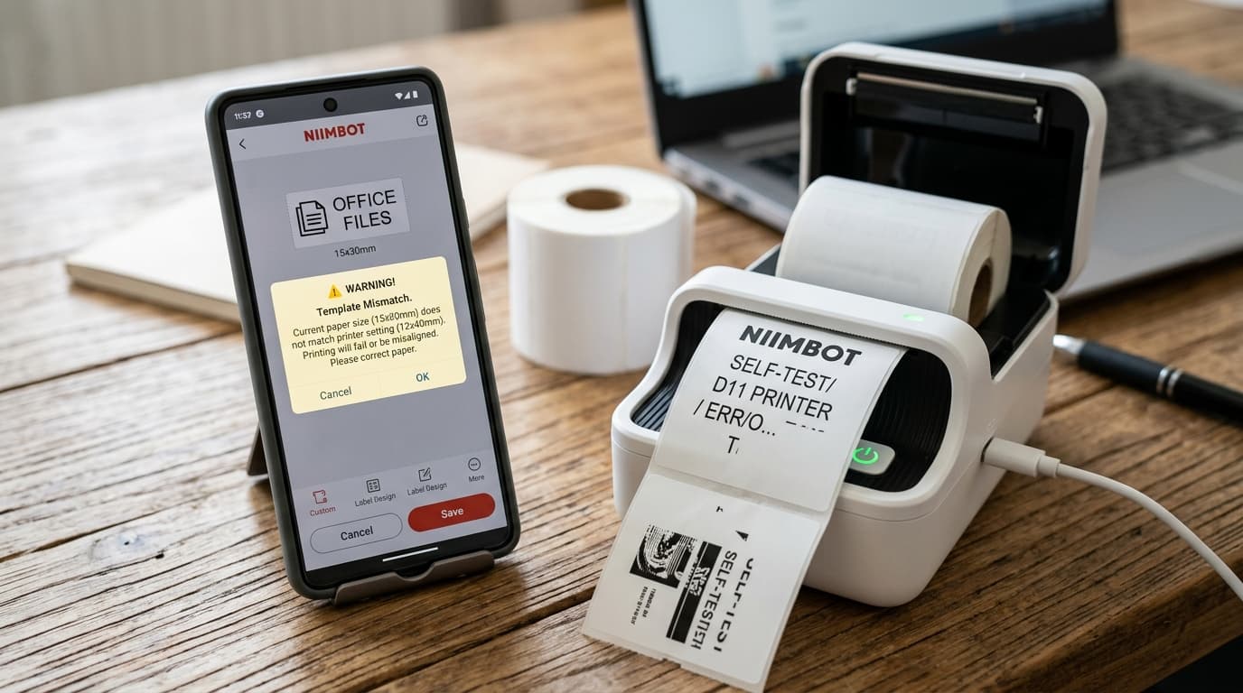NIIMBOT Print Direction, Template Size Match & Self Test