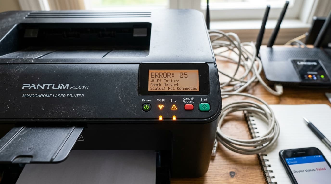 Pantum P2500W & M6600NW: Blinking Lights, Wi-Fi & Error 05