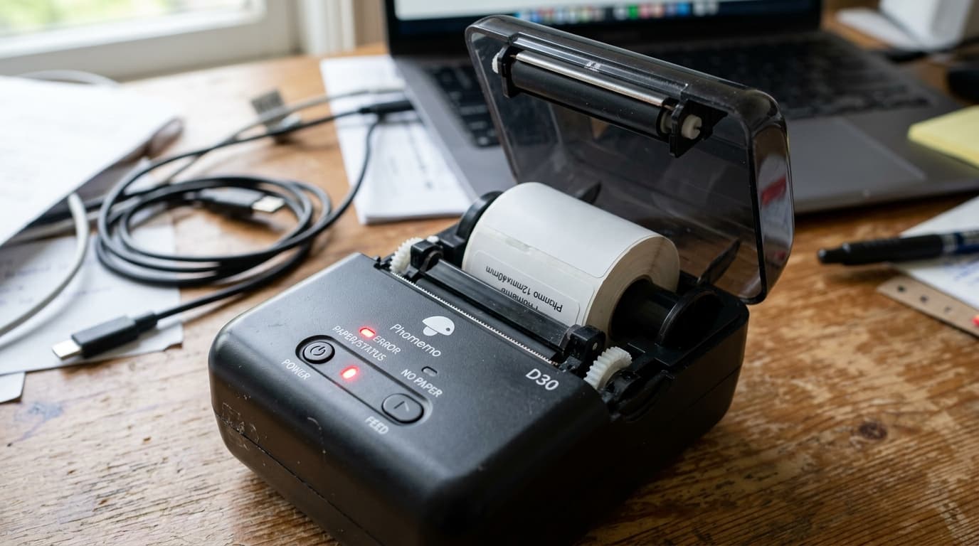 Fix Phomemo No Paper Light, Cover Open Error & Feed Calibration
