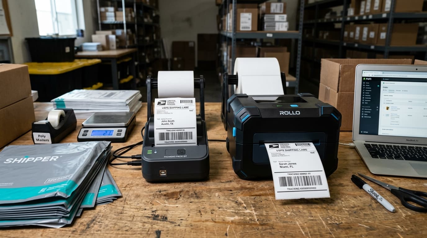 Phomemo PM241-BT Shipping Label Setup & vs Rollo Comparison