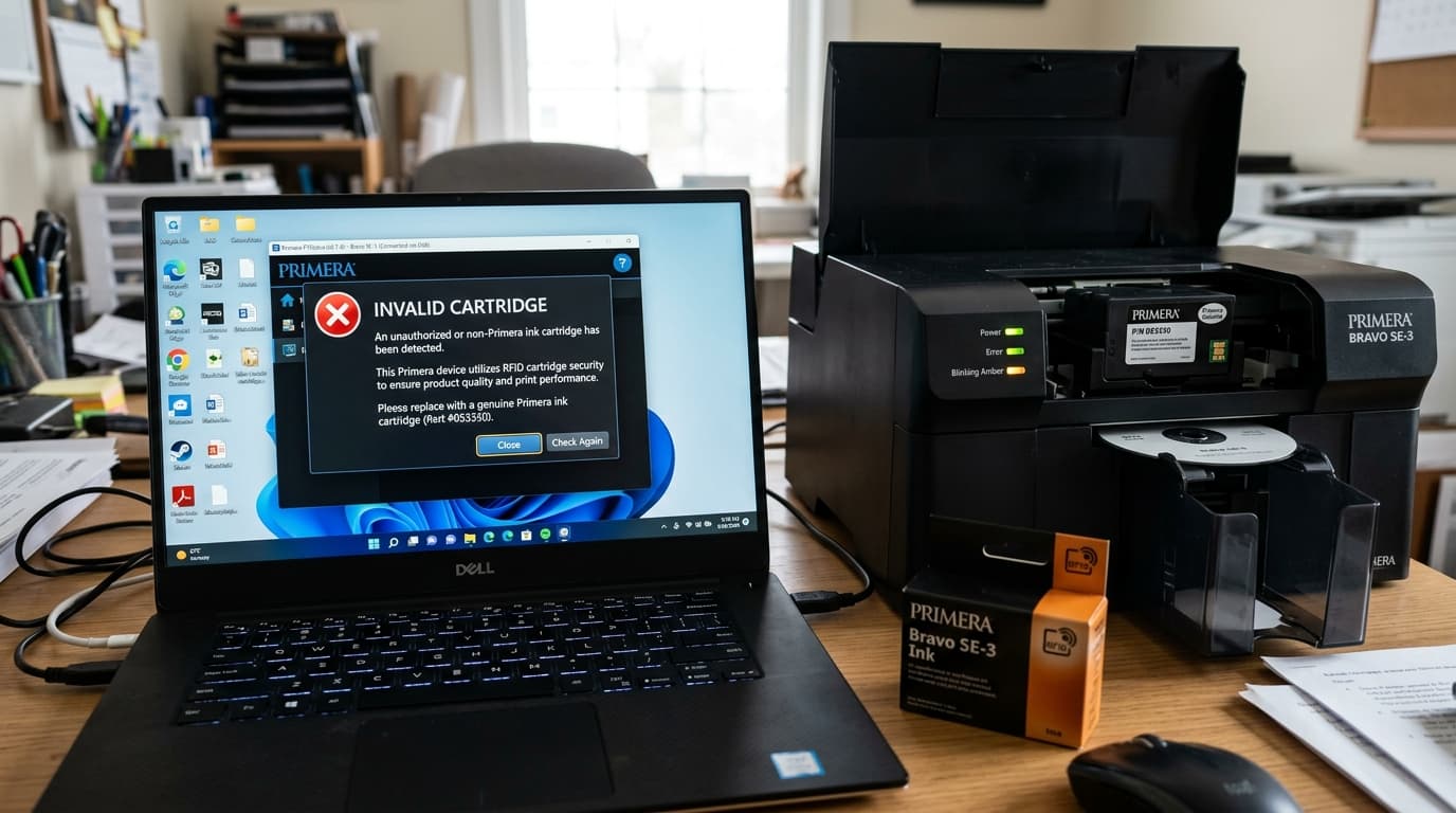 Fix Primera PTStatus Invalid Cartridge, Missing Printhead & RFID Errors