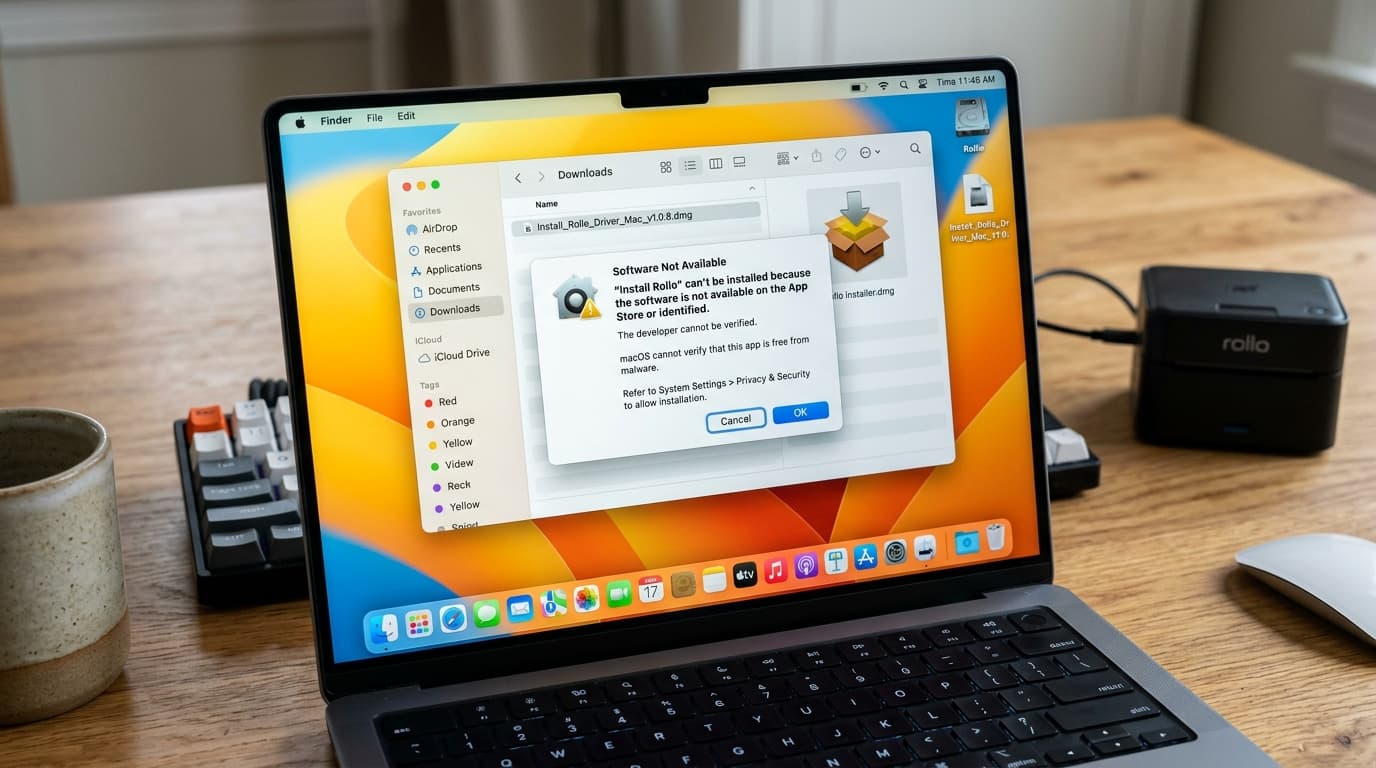 Fix Rollo Printer macOS Security, Software Not Available & Driver Dropdown