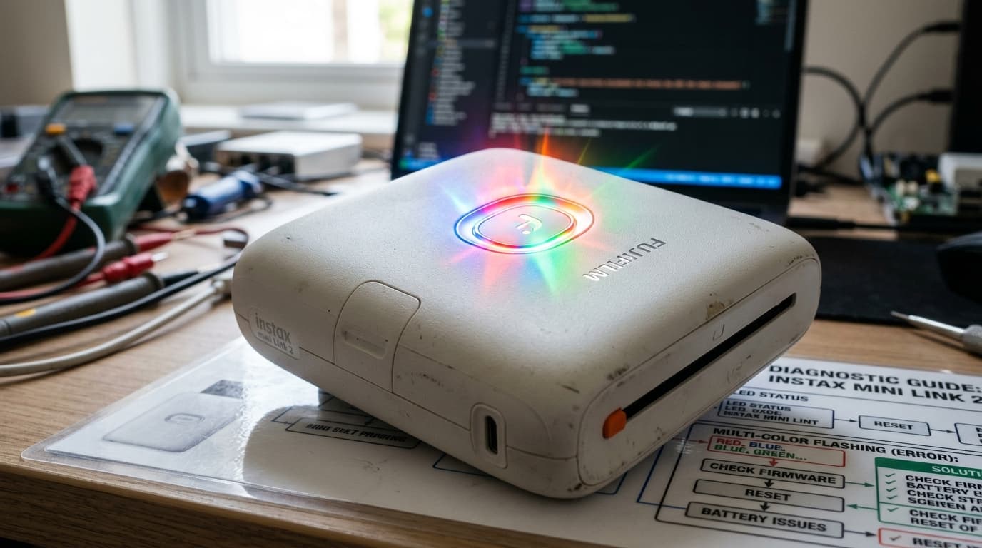 Instax Mini Link 2 Flashing LED Light Meanings & Diagnostic Guide