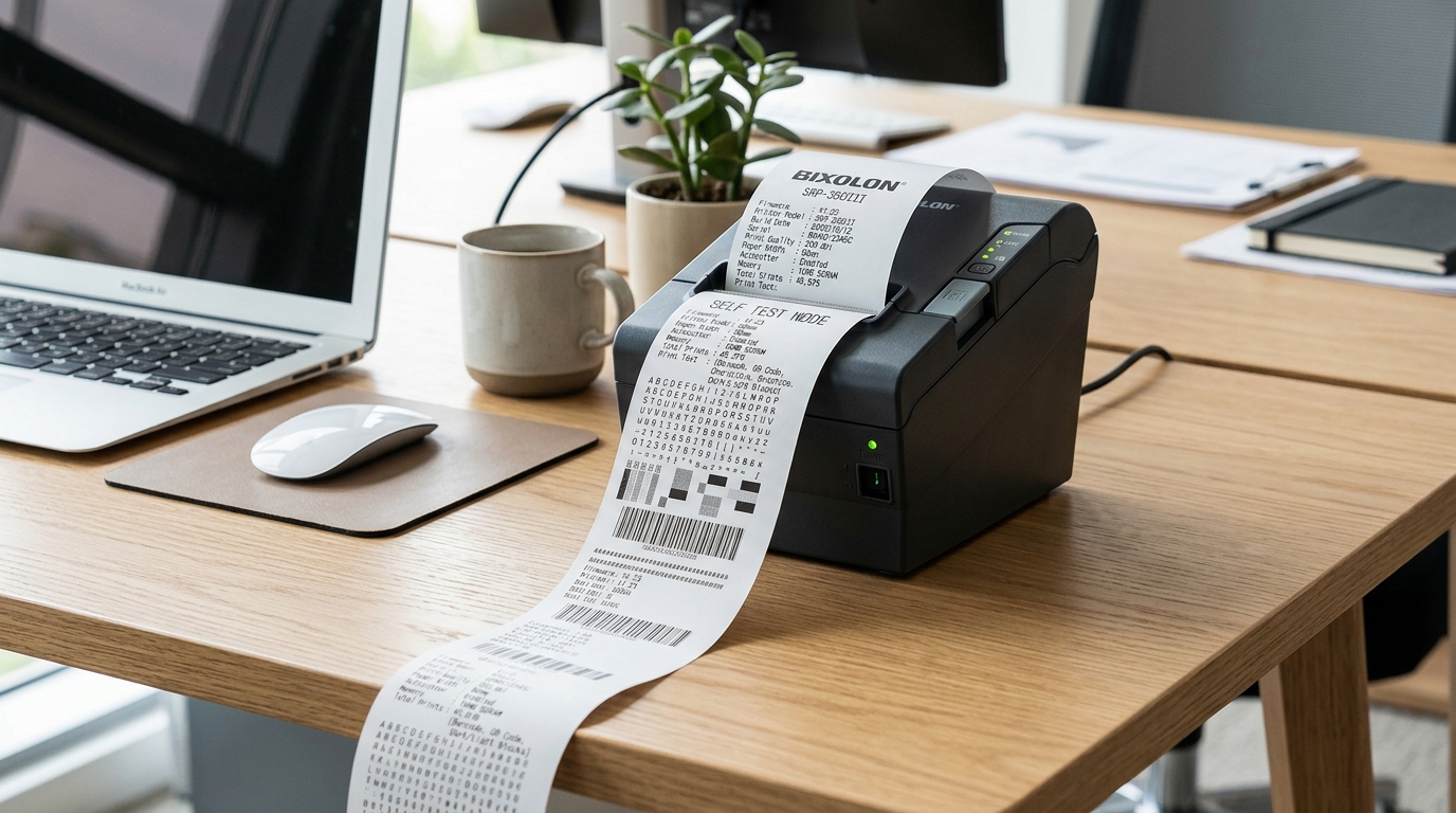 How to Run a Self Test on Your Bixolon Printer Bixolon receipt printer printing a diagnostic self-test