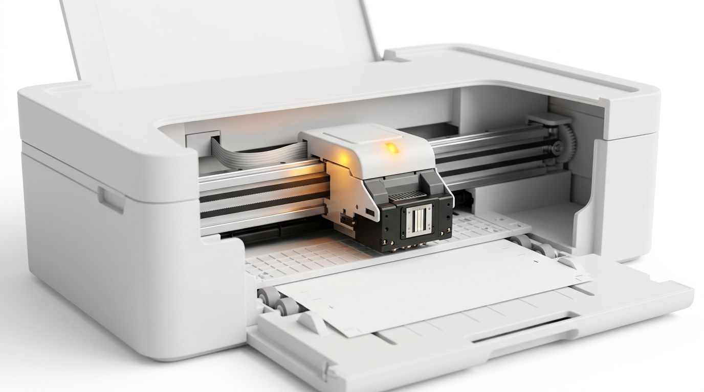 HP Envy 6055e Printhead Error: What It Really Means Inside an HP Envy printer showing a printhead warning