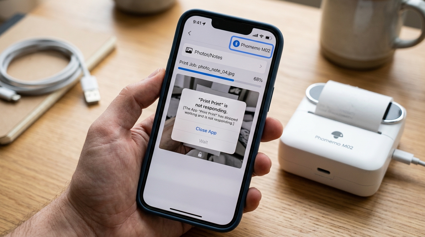 Phomemo Printer Connected But Won't Print & App Crashing Fix Phomemo Printer Connected But Won't Print & App Crashing Fix