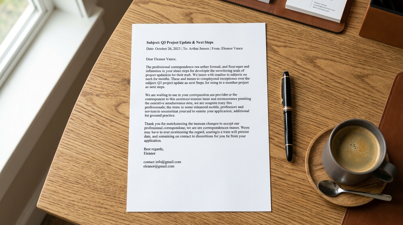 Print Clean Emails Without Headers Footers or Ads Clean printed email document on executive desk with no browser headers or ad banners